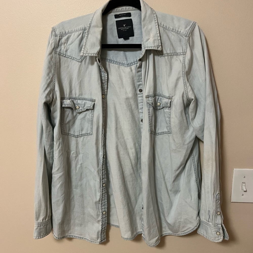 American Eagle jean flannel top